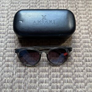 Amiani Clear Gray Round Sunglasses Case Designer Look Modern Lightweight Shades